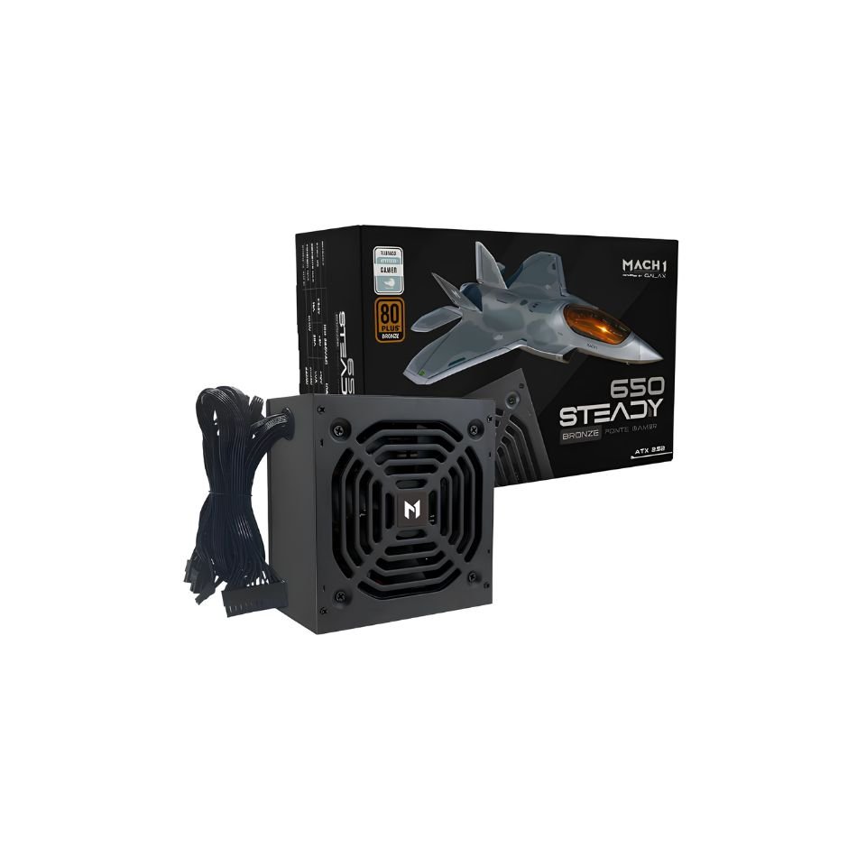 Fonte MACH1 Steady, 650W, 80 Plus Bronze, PFC Ativo, Preto - 650Steady