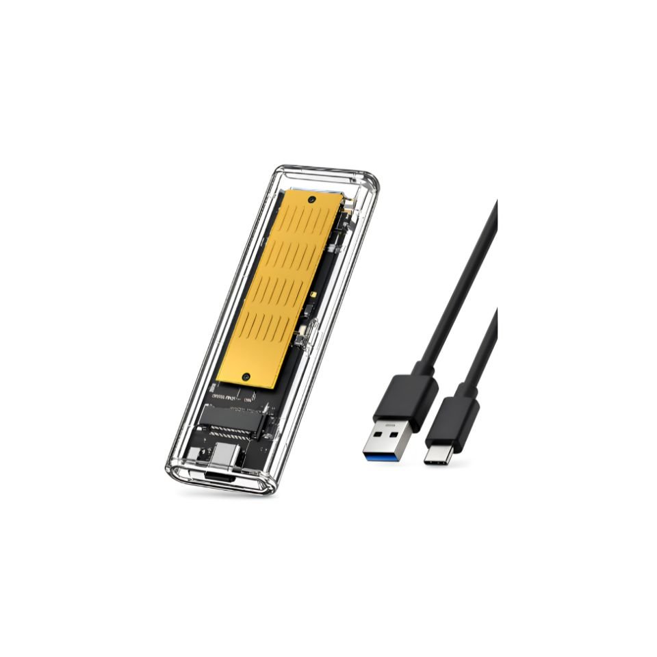 Case ssd M2 Nvme e Sata Ngff Adaptador Hd Externo M.2 Usb 3.1 Tipo C 10Gb Transparente QueroCase