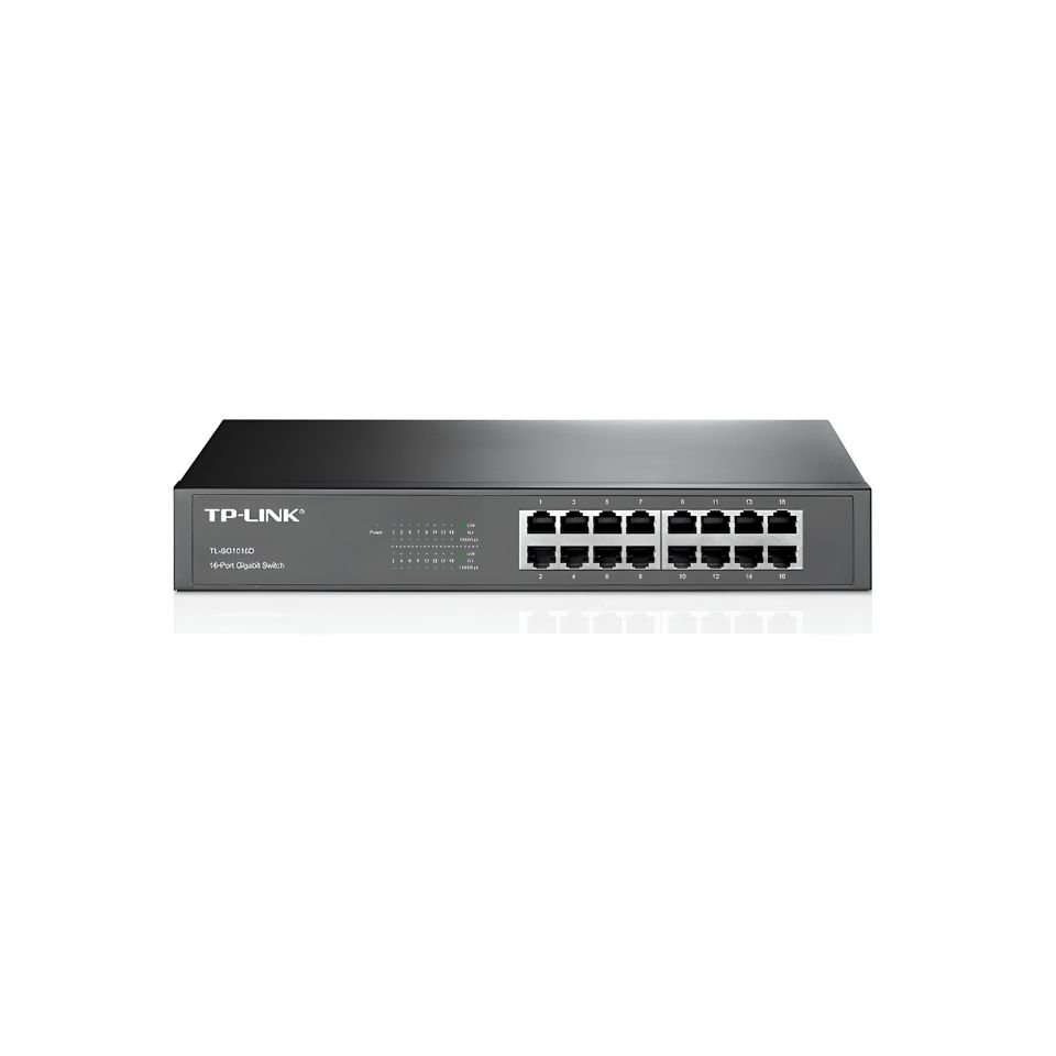 Switch 16 Portas TP-Link Gigabit 10/100/1000 Mbps Rack/Desk - TL-SG1016D
